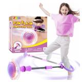 Purple Ankle Skip Ball with Flashing Lights, Toy for Kids Indoor & Outdoor, Flashing Swing Ball Foldable Sports Toy, Birthday Gifts for Kids 3 4 5 + - Retail: $17