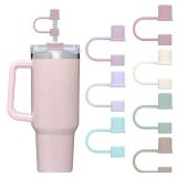 7Pcs Straw Cover Cap for Stanley Cup, Simple 10mm(0.4inch) Silicone Straw Toppers for Stanley 40&30oz Tumbler Accessories-Multicolor - Retail: $4