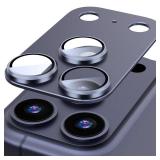 iPhone 17 Pro Max Camera Lens Protector, [All-in-one Frosted] [Strong-Adhesion] Metal Frame Tempered Glass Camera Lens Cover-Dark Blue - Retail: $10