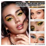 4Pcs Lazy Eye Shadow Eyelash Patch,3-in-1 Eyeshadow & Eyelash Makeup Stickers, Colorful Eyelash Makeup Stickers with False Lashes Shadow & Eyeliner, Makeup Stencils Sticker for All Eye Shapes (Gold) -