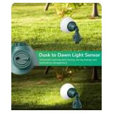 Dusk to Dawn 120V Outdoor Spotlight, Waterproof LED Outdoor Flood Stake Lights, E26 Base, Max 150W PAR38 Bulb (Not Included), 6FT Cord, 90Â° Adjustable Head, 2 Pack - Retail: $26