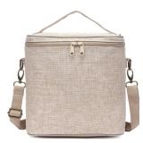 Lunch Bag for Women, Soft Linen Lunch bag with adjustable shoulder strap, Insulated Women