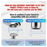 4 Modes Multifunctional Kitchen & Bathroom Water Filter for Sink Faucet with 2pcs Replacement Filters - 99.9% Chlorine Removal - Skin Hydration in 2 Weeks-Compatible with Most of Faucet (missing Filte