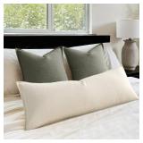 MIULEE Thick Textured Long Body Pillowcase, 1 Pack 14x36 Natural Beige Decorative Body Pillow Cover for Bed Couch Sofa, Neutral Linen Cushion Cases, Modern Farmhouse Home Decor, No Filling - Retail: $