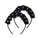 2-Pack Halloween Skull Headpiece Black Rose Flower Crown Headband the Dead Costume Flower Crown Headdress for Halloween Decor - Retail: $9