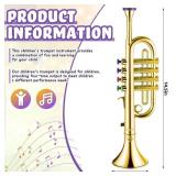 Gold Trumpet Musical Instruments Toy for Kid Toddler Fake Plastic Preschool Music Toy Gift Non-Professional Wind Instrument Early Educational Teaching Songs Gifts for Toddlers Children - Retail: $25