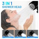 Filtered Shower Head with Handheld, High Pressure Water Flow and 4 Spray Modes, Power Wash for Hard Water, Showerhead Set with 59â³ HoseãBracketãFilters, ON/OFF Switch for Pets Bath (Bla