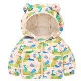 Baby Winter Hooded Down Jacket Boys Girls Light Warm Puffer Coats Toddler Bear Ears Zipper Up Down Coats Outwear Beige Giraffe 3-4T  - Retail: $10
