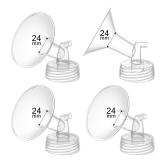 4PCS 24mm Breast Pump Flanges, Compatible with Spectra S1/S2/9Plus/Synergy Gold, Motif Luna, Wide-Mouth Bottle Fit, Breast Pump Accessories - Retail: $15