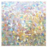 Window Privacy Film Rainbow Film Decorative Window Sticker, 3D Static Stained Glass Cling Tint for Home Heat Control Non-Adhesive, 23.6 x 78.7 inches - Retail: $28