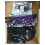 3 Pcs Witch Costume for Women, Hooded Spider Web Cape Witch Hat One Side Veils Witches Broom for Halloween Party Black, Purple - Retail: $36