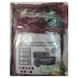 ULTICOR Reclining Love Seat Slipcover, 48 - 65" L, 6-Piece Velvet Stretch Loveseat Reclining Sofa Covers, 2 seat Love seat Recliner Cover, Thick, Soft, Washable (Burgundy - Wine) - Retail: $55"
