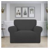Easy-Going Stretch Oversized Chair Sofa Slipcover 1-Piece Couch Sofa Cover Furniture Protector Soft with Elastic Bottom for Kids Spandex Jacquard Fabric Small Checks Dark Gray - Retail: $42