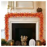 Fall Mums Flowers Artificial Garland for Decoration, 4 Pack 5.9 FT Faux Mums with Eucalyptus Leaves Ivy, UV Resistant Fake Fall Daisy Floral Vine Flowers for Home Garden Wedding Backdrop Decor - Retai