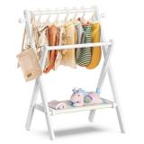 FACTORY SEALED - Dual rod rack with shelf only. Can be used for Baby Clothing Rack for Baby Shower, Rack with Storage Shelf & Double Rods, Toddler Clothes Rack, storage for quilts or blankets, pool si
