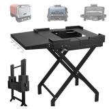 APPEARS NEW - BSARTE Grill Table Folding Stand fit Ninja Woodfire Outdoor OG700, OG800 and OG900 Series Grills with Side Table & Tissue Holder, Metal Stand Solid and Sturdy  - Retail: $135