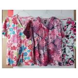 APPEARS NEW - Landau, Peaches, & Med Couture Floral Medical Scrub Tops (Size Medium) Lot of 3