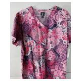 APPEARS NEW - Landau, Peaches, & Med Couture Floral Medical Scrub Tops (Size Medium) Lot of 3
