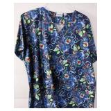 APPEARS NEW - Landau & Bio Medical Scrub Tops Bundle - Floral and Polka Dot Prints (Size Large) Lot of 3