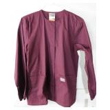 APPEARS NEW - ScrubZone Wine Medical Snap Front Jacket (Size Small)