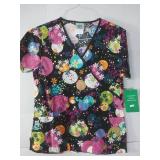 APPEARS NEW - Landau & WS Gear Medical Scrub Tops Bundle - Floral and Heart Prints (Size XS) Lot of 3