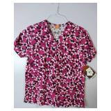 APPEARS NEW - Landau, Koi & ICU Floral Print Medical Scrub Tops Bundle (Size Medium) 3 Pack