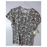 APPEARS NEW - Landau, Koi & ICU Floral Print Medical Scrub Tops Bundle (Size Medium) 3 Pack