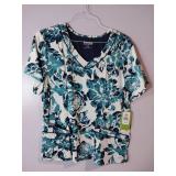 APPEARS NEW - Peaches, Landau & BIO Floral Print Medical Scrub Top Collection (Size XL) 3 Pack