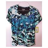 APPEARS NEW - Landau & BIO  Medical Scrub Tops Bundle - Dragonfly and Geometric Patterns (Size Medium) 3 Pack