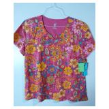 APPEARS NEW - MC2 Floral Print Medical Scrub Top Collection (Size XL) 3 Pack