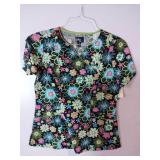 APPEARS NEW - Koi & Peaches Colorful Printed Medical Scrub Tops Set (Size XS) 3 Pack