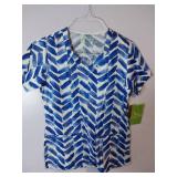 APPEARS NEW - Landau & Bio Medical Scrub Top Bundle - Blue Pattern Collection (Size Small) 3 Pack