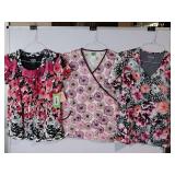 APPEARS NEW - Landau Medical Scrub Tops Collection - Floral Patterns (Size Small) 3 Pack