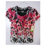 APPEARS NEW - Landau Medical Scrub Tops Collection - Floral Patterns (Size Small) 3 Pack