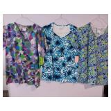 APPEARS NEW - Landau & Fundamentals Medical Scrub Tops - Multi-Pattern Set (Size Medium) 3 Pack