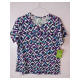 APPEARS NEW - Landau & Bio Printed Medical Scrub Tops Bundle (Size Large) 3 Pack