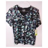 APPEARS NEW - Landau & Bio Printed Medical Scrub Tops Bundle (Size Large) 3 Pack