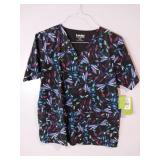APPEARS NEW - Landau & Cherokee Floral Print Medical Scrub Tops Bundle (Size Medium) 3 Pack