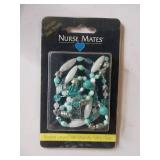 APPEARS NEW - Nurse Mates Glass Beaded Lanyard - Turquoise and White