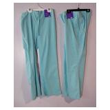 APPEARS NEW - Landau Flare Leg Medical Scrub Pants - Aqua Blue Style 8335AQBP (Size Small) 2 Pack