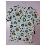 APPEARS NEW - Landau & Med Couture Medical Scrub Top Bundle - Holiday and Floral Patterns (Size XS) 3 Pack