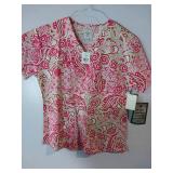 APPEARS NEW - Landau & Med Couture Medical Scrub Top Bundle - Holiday and Floral Patterns (Size XS) 3 Pack