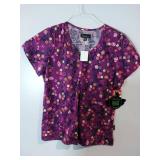 APPEARS NEW - Peaches, Landau & WS Gear Medical Scrub Tops Collection - Pattern Print Uniforms (Size Small) 3 Pack