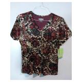 APPEARS NEW - Peaches, Landau & WS Gear Medical Scrub Tops Collection - Pattern Print Uniforms (Size Small) 3 Pack