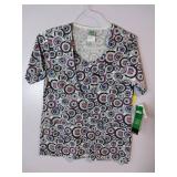 APPEARS NEW - Peaches, Landau & WS Gear Medical Scrub Tops Collection - Pattern Print Uniforms (Size Small) 3 Pack