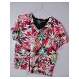 APPEARS NEW - Landau Floral Print Medical Scrub Top Bundle (Size XL) 3 Pack