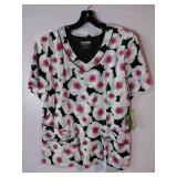 APPEARS NEW - Landau Floral Print Medical Scrub Top Bundle (Size XL) 3 Pack