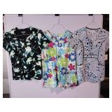 APPEARS NEW - Landau, Peaches & White Swan Medical Scrub Top Bundle (Size Small) 3 Pack