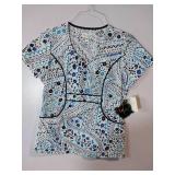 APPEARS NEW - Landau, Peaches & White Swan Medical Scrub Top Bundle (Size Small) 3 Pack