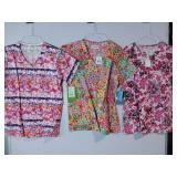 APPEARS NEW - Peaches & Bio Uniform Medical Scrub Top Collection (Size Small) 3 Pack